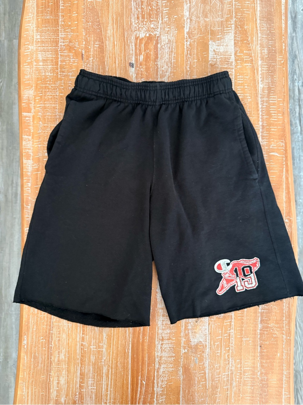 Champion Black Drawstring Athletic Shorts Jorts, Size M HandCut